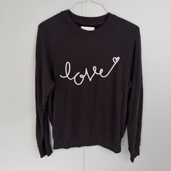 SPIRITUAL GANGSTER Love Old School Embroidered Sweatshirt in Black and White - Picture 2 of 6